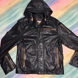 Carbon2Cobalt double-clutched leather jacket men’s size M